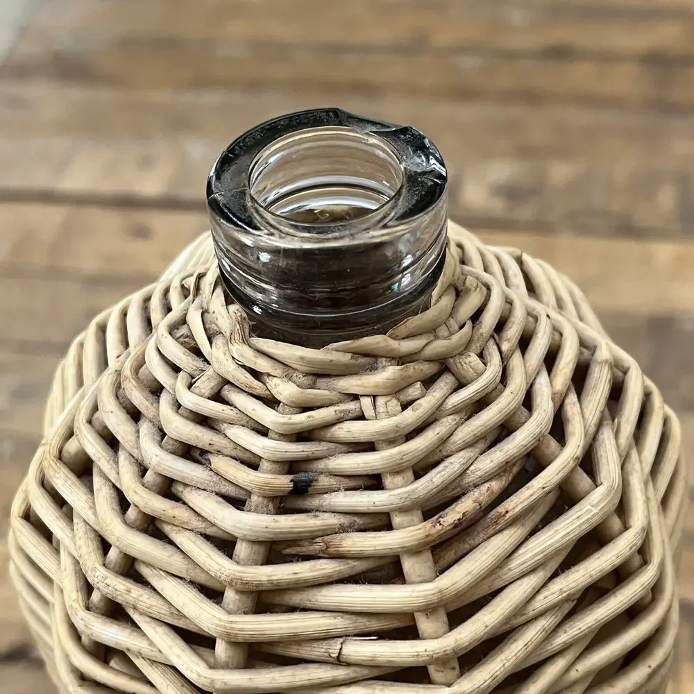 Crate & Barrel Wicker Wrapped Glass Bottle 10